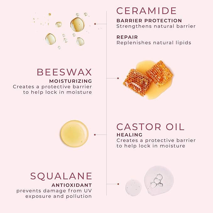 Guava Lip Balm Hydrating for Dry Lips - Natural Lip Moisturizer with Ceramide, Squalane & Castor Oil, Protects Lip Barrier, Lip Care for Chapped Lips, Lip Repair - 0.15 Fl oz-Velvo Beauty