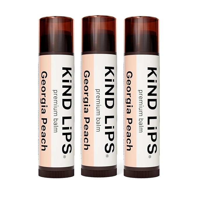 Kind Lips Lip Balm - Nourishing & Moisturizing Lip Care with Shea Butter, Beeswax & Vitamin E | Georgia Peach Flavor | 0.15 Oz (Pack of 3)-Velvo Beauty