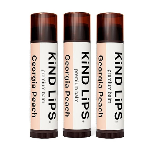 Kind Lips Lip Balm - Nourishing & Moisturizing Lip Care with Shea Butter, Beeswax & Vitamin E | Georgia Peach Flavor | 0.15 Oz (Pack of 3)-Velvo Beauty
