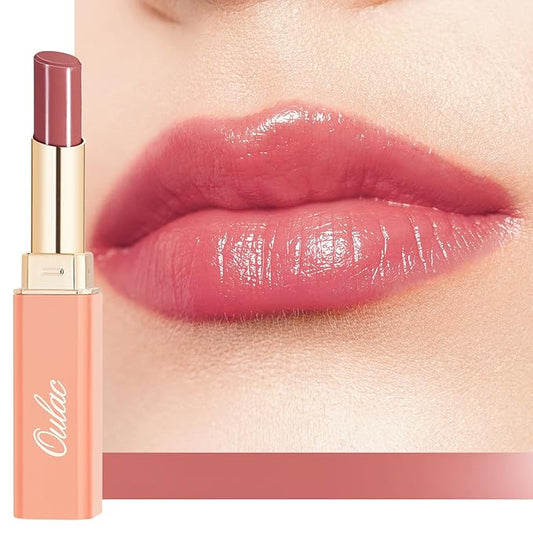 Oulac Shine Red Lipstick for Women, 2 in 1 Glossy Light Red Tinted Lip Balm, Hydrating Lipstick for Dry Lips, Moisture Shine Juicy Finish Vegan 2.2g/0.07oz (17)-Velvo Beauty