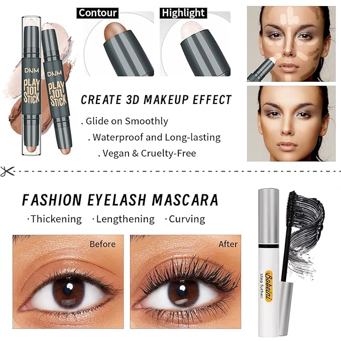 Makeup Set Kit for Women Girls Teens, Makeup Present Set, Includes 9 Color Eyeshadow, Counter Stick, Foundation, Eyebrow Pencil, Eyeliner, Mascara, Lip Gloss, 5Pcs Brushes, Sponge-Velvo Beauty