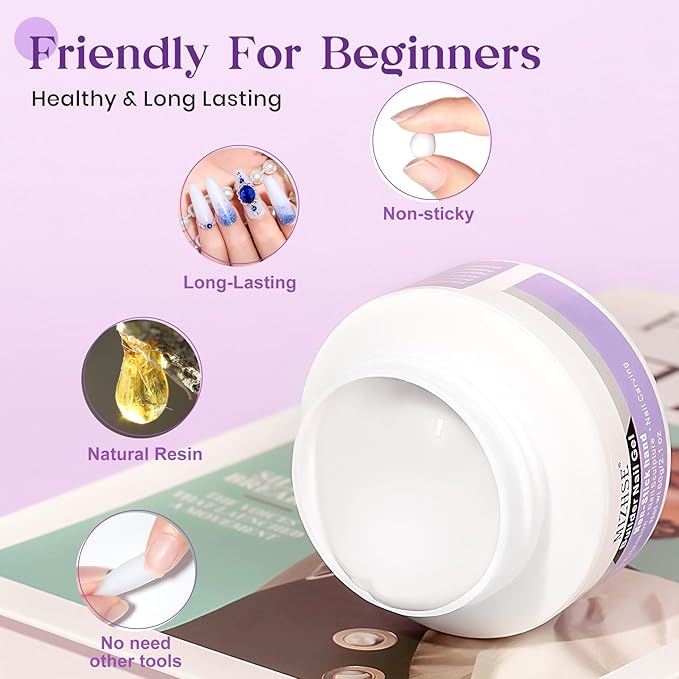 MIZHSE Solid Builder Gel for Nails, 60g White 3D Gel Nail Art Sculpting Non-Sticky Carving Hard Extension Soak Off UV LED for Salon Manicure Home DIY-Velvo Beauty