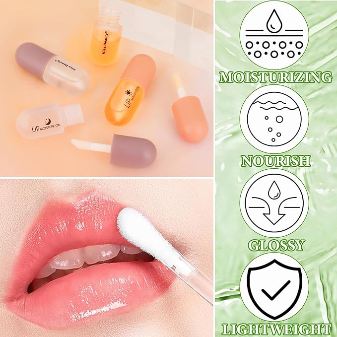 Lip Plumper Set,Lip Plumper Oil Gloss Moisturizing Lip Plumper Lip Care Serum,Hydrating Plump Gloss Reduce Fine Lines,Lip Plumper for Day & Night Use Set B（2Pcs）-Velvo Beauty