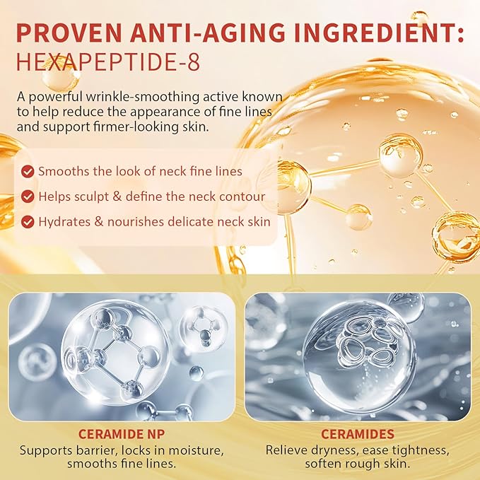 AH-8 Firming Neck Cream with Roller - Neck and Chest Firming Cream to Lift, Tighten & Smooth Sagging Skin, Reduce Wrinkles & Hydrate for Youthful Neck, 4.23 Fl Oz-Velvo Beauty