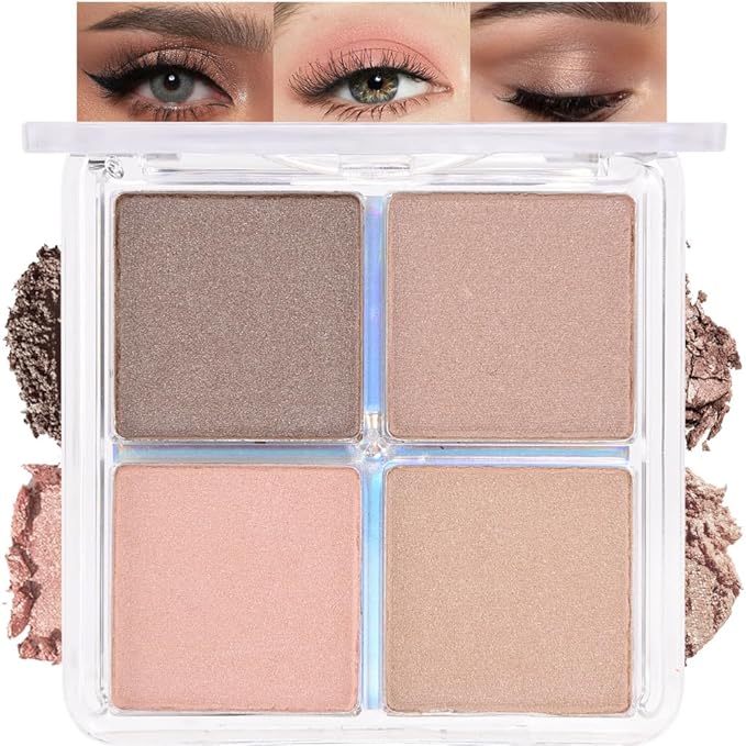 4 Colors Deep Rose Soft Pink Beige Brown Eye Shadow Palette Makeup, Neutral Matte Shimmer Eyeshadow Palette for Women Highly Pigmented Waterproof, paleta de sombras de ojos, Vegan 09-Velvo Beauty