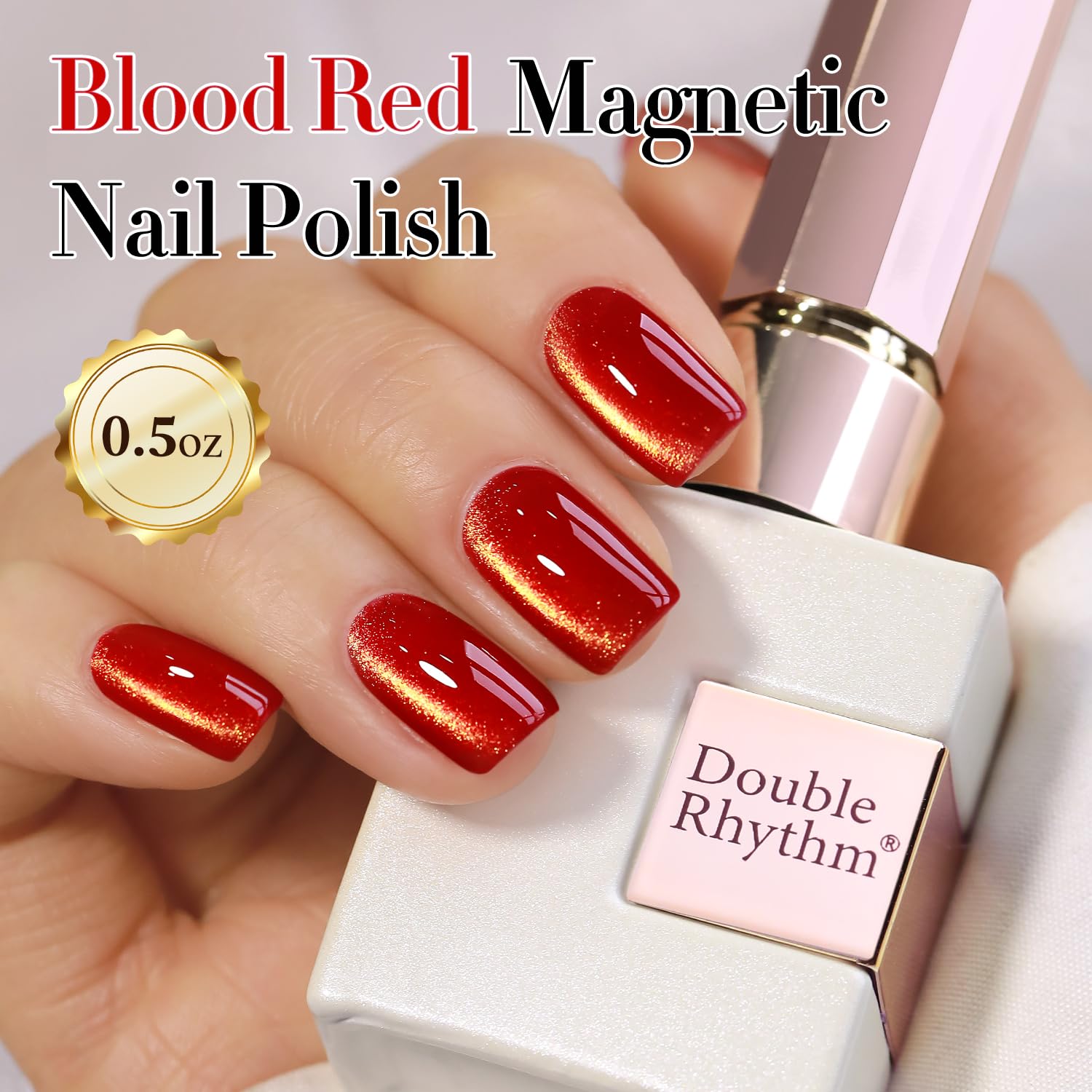 Double Rhythm Cat Eye Gel Polish with Magnet 15ML Ice Glass Holographic Glitter Shimmer Translucent Sheer Color Salon Soak Off Magnetic at Home (Blood Red-MC1145)-Velvo Beauty