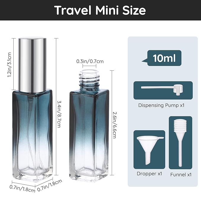 Segbeauty Refillable Perfume Bottle Travel, 5 Set of 10ML Pocket Glass Perfume Atomizer, Empty Fine Mist Mini Travel Bottles Set Cologne Atomizer Dispenser Fragrance Sprayer Cosmetic Container-Velvo Beauty