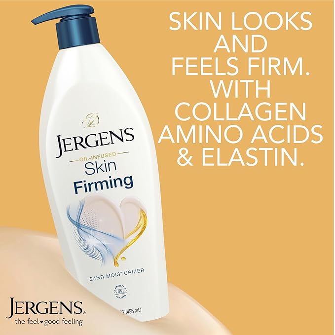 Jergens Skin Firming Body Lotion for Dry to Extra Dry Skin, Skin Tightening Cream with Collagen and Elastin, Dermatologist Tested, Hydralucence Blend Formula, 16.8 Oz, Pack of 3-Velvo Beauty
