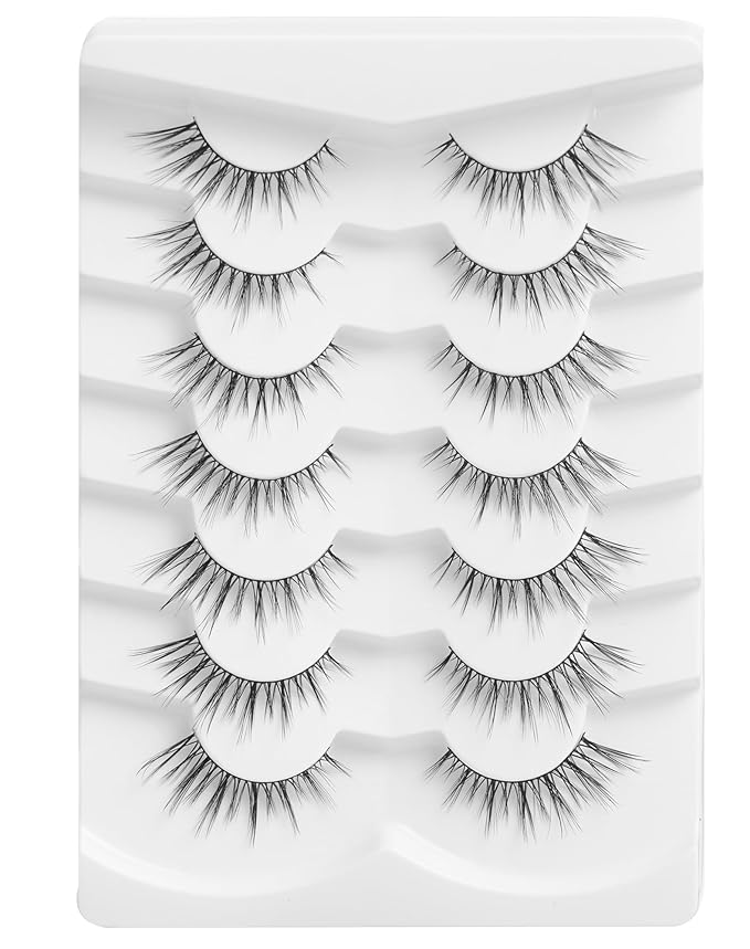 Onlyall Wispy Lashes - Natural Flared False Eyelashes, Soft Fluffy, 7 Pairs DK56-Velvo Beauty