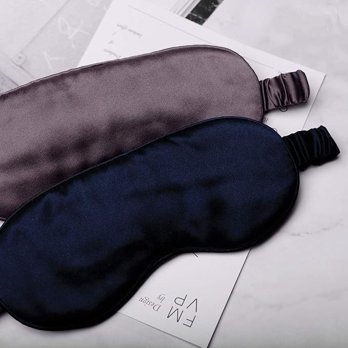 Silk Sleep Mask Light Blocking Luxury 100% Mulberry 19mm Silk Eye Mask Eye Cover Blindfold Ultra Soft Light & Comfy Anti Aging Skin Care with Travel Bag Gift Package-Velvo Beauty