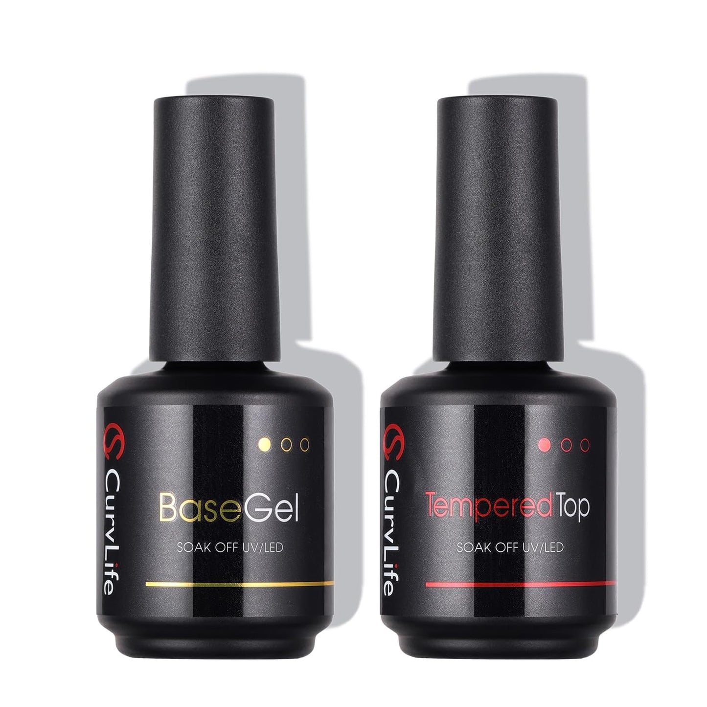 CurvLife 15ml No Wipe Top Coat Clear Glossy Gel Tips Base and 15ml Top Coat Set Soak off UV LED Drying Long Lasting Shiny nail gel polish-Velvo Beauty