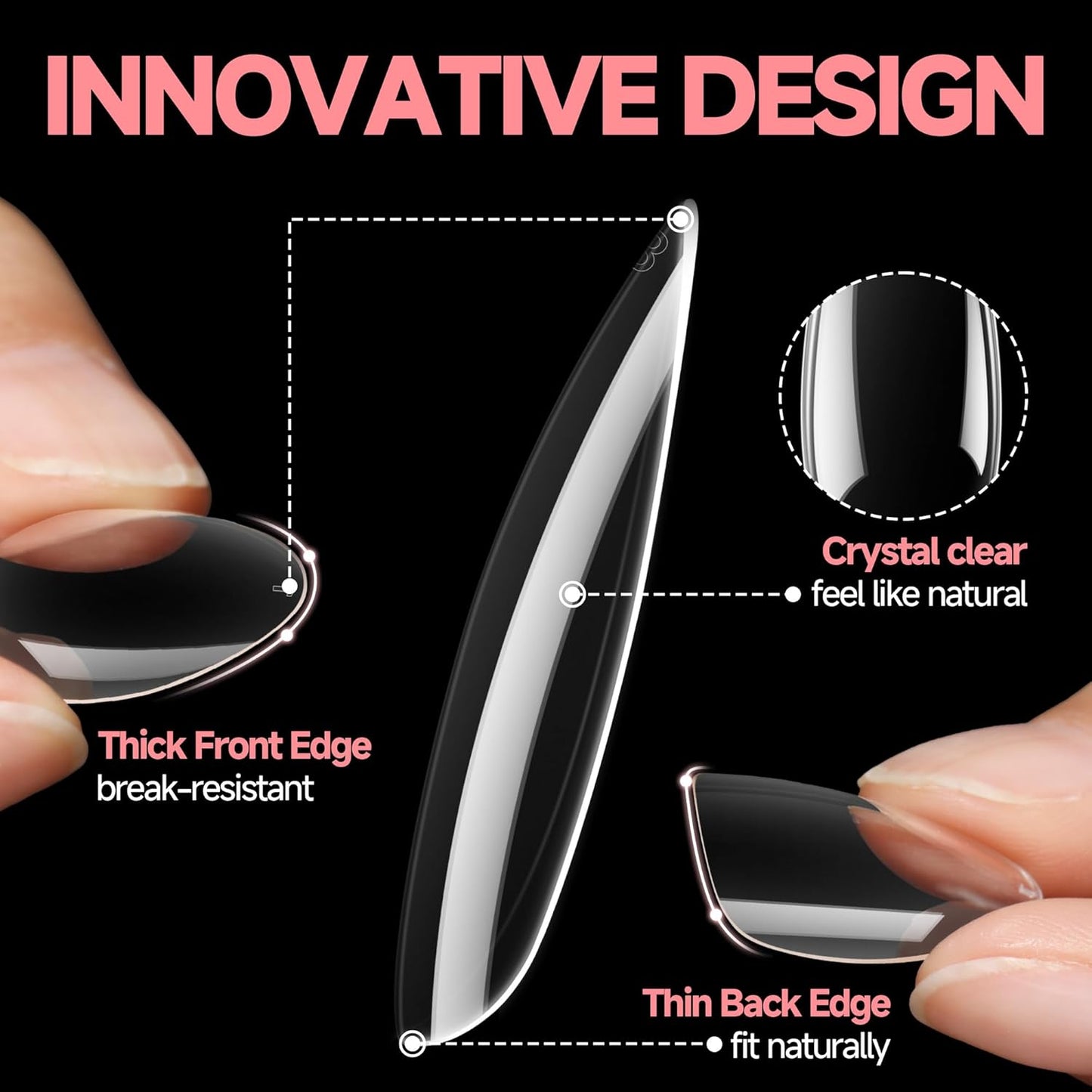 UNA GELLA Almond False Nails, 504pcs Soft Gel Tips, Clear, Medium, 12 Sizes, for Nail/Dip/Poly Extensions, Press On Nails-Velvo Beauty