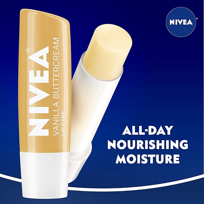 NIVEA Vanilla Buttercream Lip Care - All Day Moisturizing Lip Balm for Soft Lips - Pack of 4-Velvo Beauty