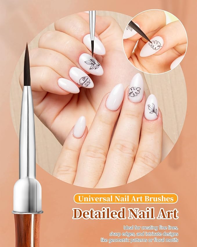 2Pcs Nail Art Brush Set, Multi-Functional 3D Nail Pen for Gel Extensions, Builder Nail Gel Design and Home DIY Manicure (Wood Color)-Velvo Beauty