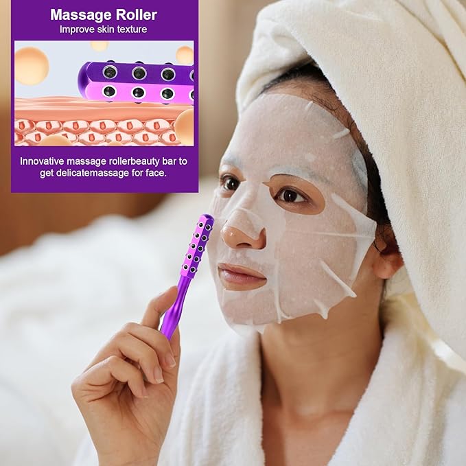 2025 Beauty Roller – Germanium Stone Face Sculpting Tool, Uplift Facial Massaging Beauty Tool, Firming Massage Wand for Skin Tightening, Portable Cooling & Sculpting (Purple)-Velvo Beauty