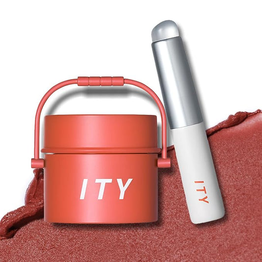 ITY Velvet Matte Finish Lip Stain-Mousse Textured Pudding Pot Lip Clay with Brush, Nude Shade, Dual-Use as Lipstick and Blush, Conceals Lip Lines, Rich Pigment, 0.21 oz (6g) in Papaya Dream-Velvo Beauty