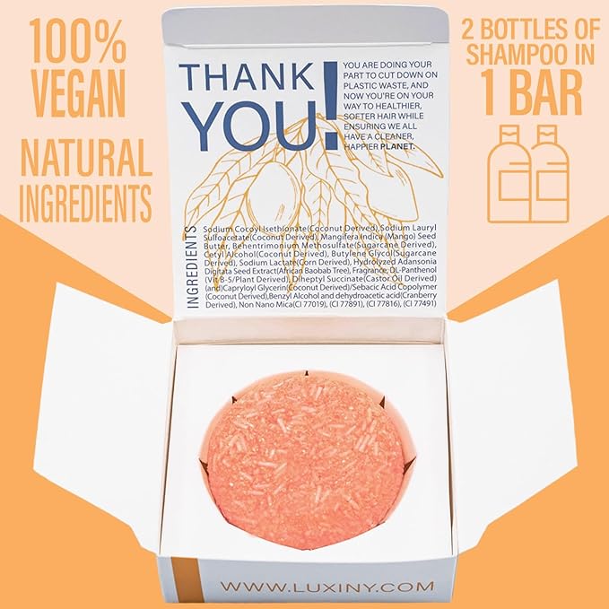 Shampoo Bar, Natural, Made in USA, Up to 60 Washes, Vegan, Sulfate Free, Mango, 2.2 Ounce, Shampoo Bar All Hair-Velvo Beauty
