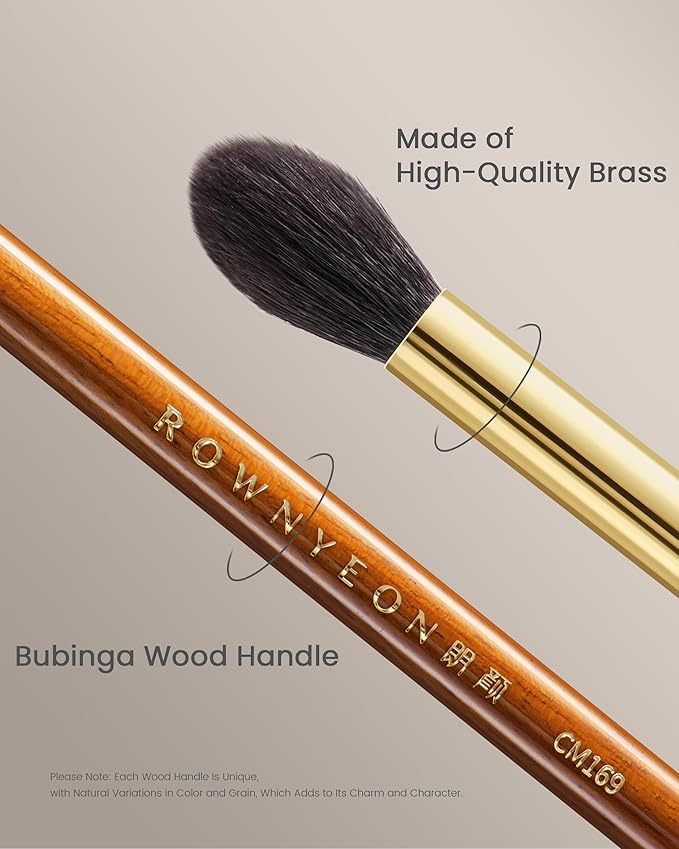 Desert Oak Series Eyeshadow Blending Brush - Dome Goat Hair Bristles for Seamless Crease Work, Premium Bubinga Handle with Gold Brass Ferrule (CM 169)-Velvo Beauty
