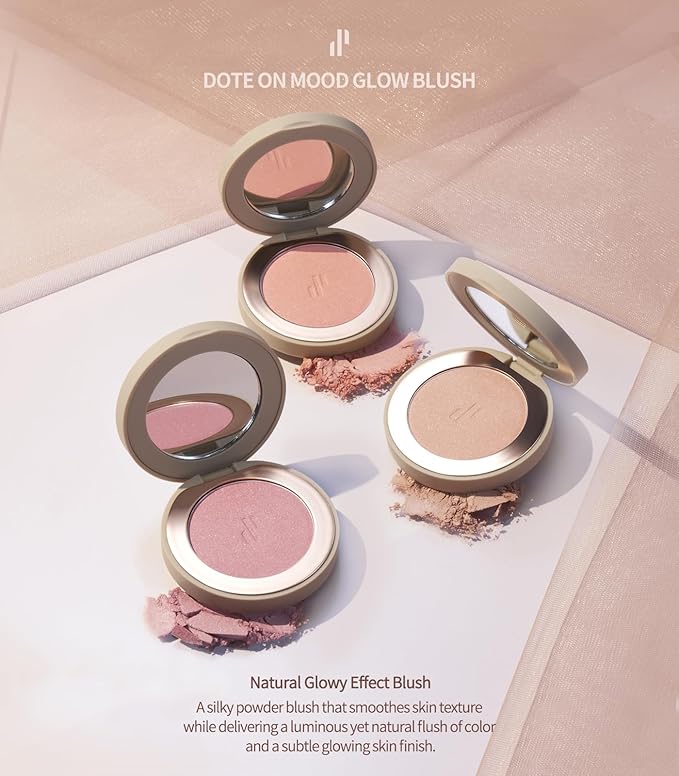 Heart Percent Dote on Mood Glow Blush, Smooth Radiant Color Luminous Shimmering Stain Finish Cheek Makeup Blush (03. Veil Nude)-Velvo Beauty
