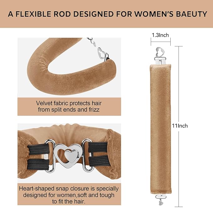 Heatless Curls Overnight Set - Jumbo Overnight Hair Curlers to Sleep In, Soft Velvet Hair Rollers for Women, No Damage Curls Styling Tools 3pcs-Velvo Beauty