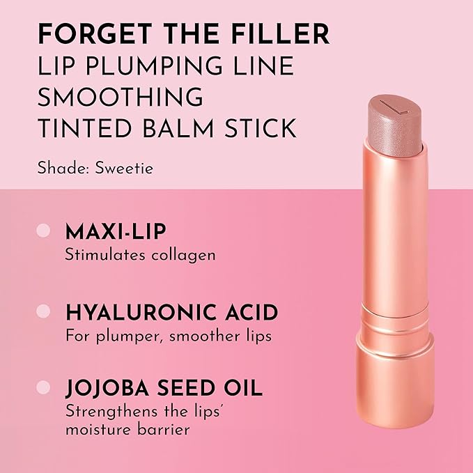 Lawless Forget the Filler Lip Plumping Line Smoothing Tinted Balm - Sweetie - Premium Tinted Lip Balm with Natural Ingredients to Plump and Smooth Lips for a Firmer, Fuller Look - 0.09 oz-Velvo Beauty
