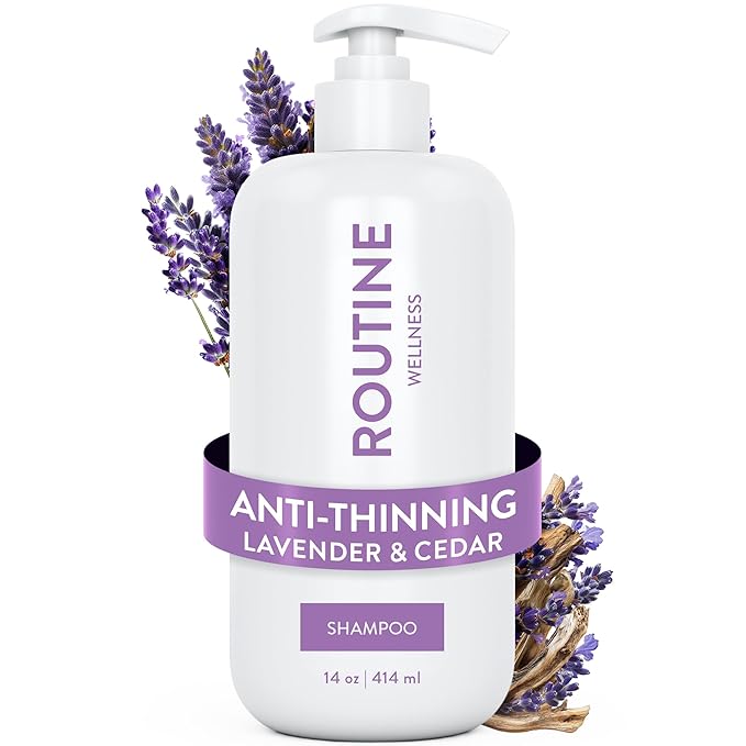 Routine Wellness Anti-Thinning Shampoo for Thinning Hair - Biotin DHT Blocker Women & Men - Color Safe Shampoo for Hair Loss & Healthy Hair - Lavender & Cedar - 14oz-Velvo Beauty