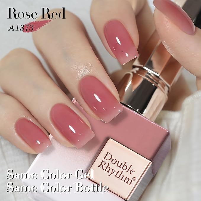 Double Rhythm Gel Polish Translucent Sheer Neutral Natural Light Milky Same Color Same Bottle 15ML Jelly Polish Art DIY at Home (Light Pink Purple-A1373)-Velvo Beauty