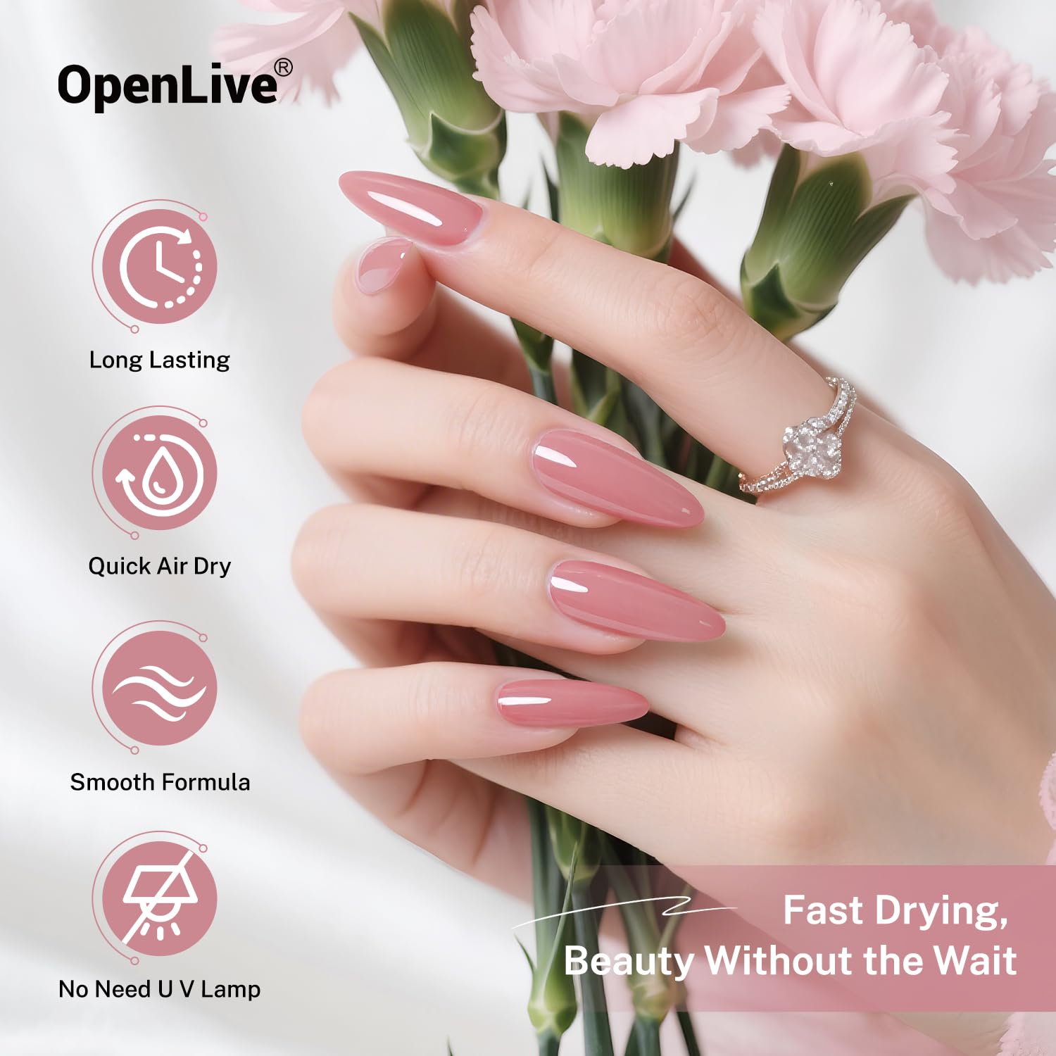 16.5ml Dusty Rose Nail Polish Large Volume Quick Drying Light Pink Nail Polish, Fast Drying and Long Lasting Color Nail Art DIY Home Manicure Gift for Women-Velvo Beauty