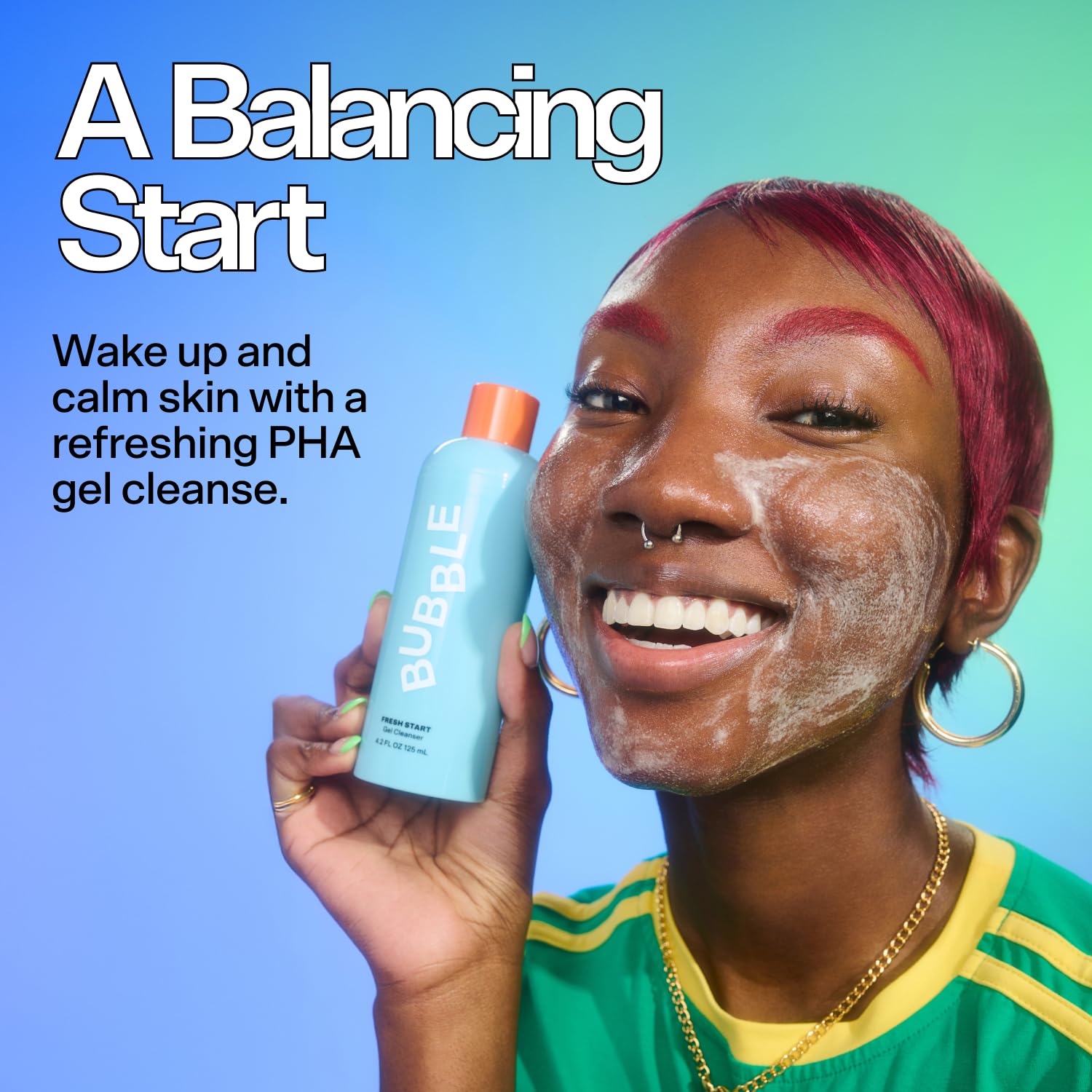 Bubble Skincare Fresh Start Gel Cleanser - Gentle Exfoliating Face Wash for Oily Skin - Formulated with Aloe Vera Juice + Caffeine to Protect and Soothe Complexion (50ml)-Velvo Beauty