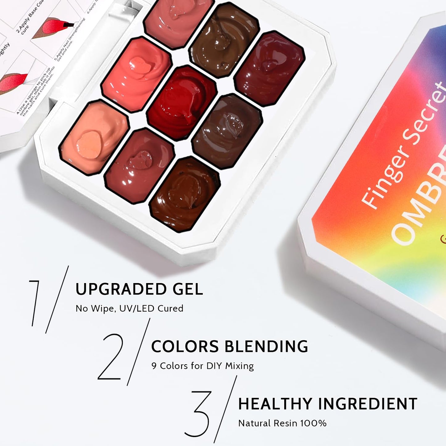 Sponge Pat Paint Nail Gel, 9 Colors Ombre Nails Gradient Gel Nail Blush Blooming Aura Nails Drawing Stripper Floral Painting Nail Art, No Wipe, UV/LED Curing (9 Colors E)-Velvo Beauty