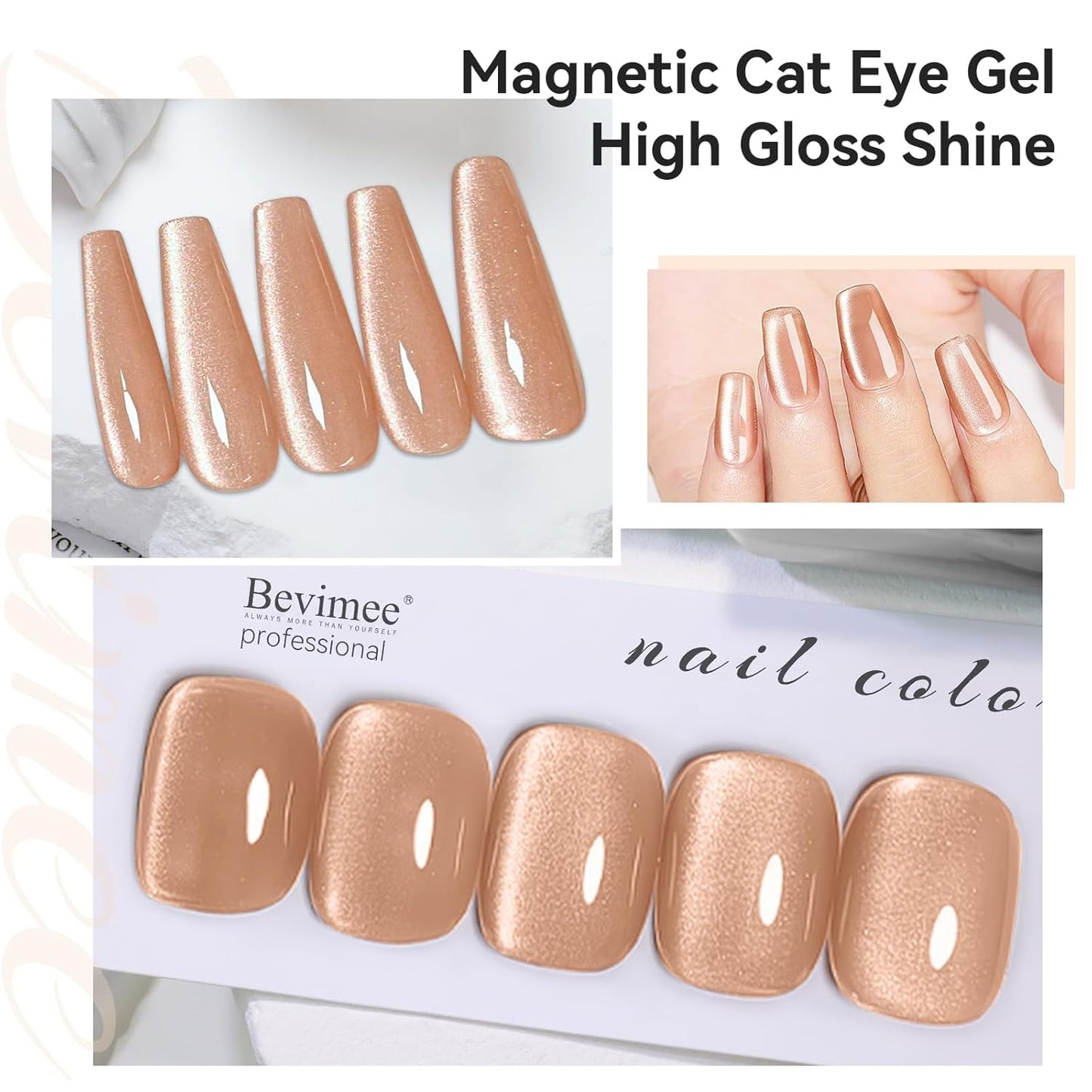 Moonlight Cat Eye Nail Polish 12ML, Crystal Nude High Gloss Cateye Gel Polish Nail Magnetic Glitter Holographic Nail Polish Glass Diamond Cats Eye Velvet UV Gel Polish for Nail Art 1PC-Velvo Beauty