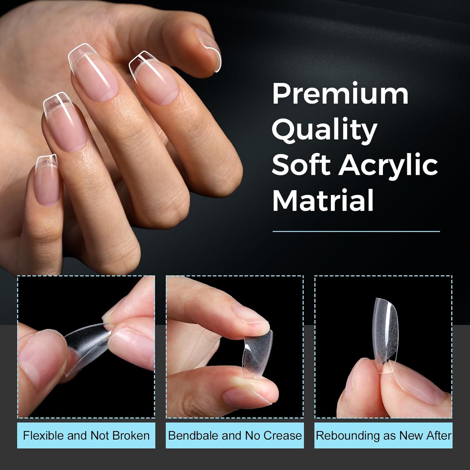 TOMICCA Short Coffin Nail Tips Acrylic Nails 240Pcs Acrylic Nail Kit Gel Nail Tips Pre-shape Clear Nails for Beginner and Professional DIY Salon 12 Sizes-Velvo Beauty
