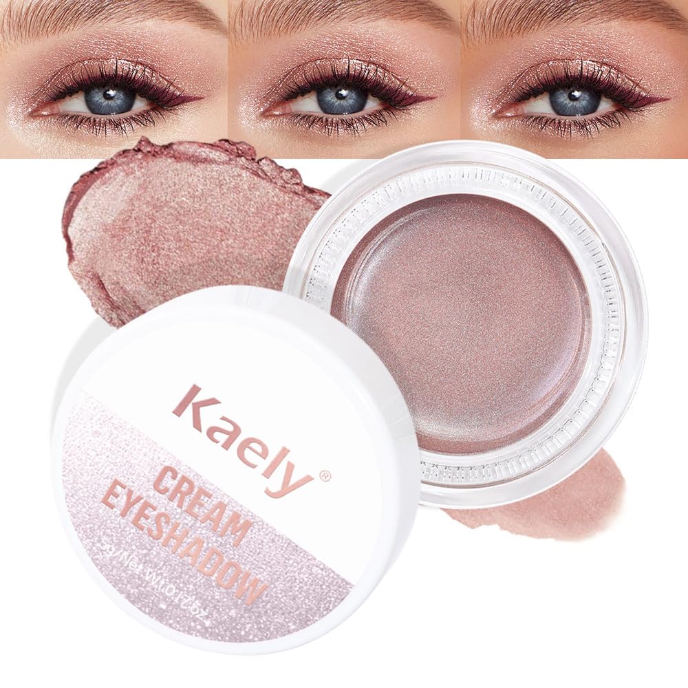 Kaely Single Cream Eyeshadow Pot, Golden Tan Antique Rose Shimmer Eye Shadow for Older Women High Pigmented Waterproof, Natural Eyeshadow Palette Makeup Brightener, sombras en crema para ojos, R02-Velvo Beauty