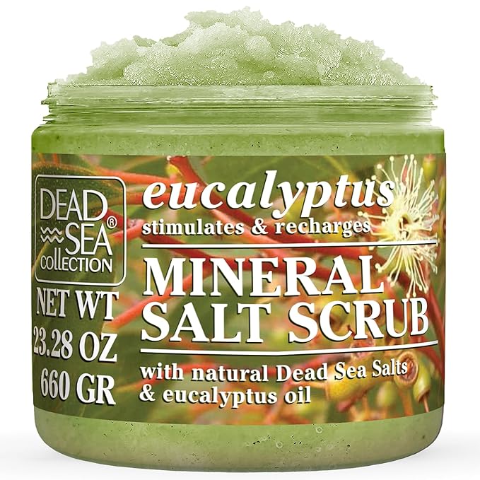 Dead Sea Collection Eucalyptus Salt Scrub – Exfoliating Body Scrub for Women – Moisturizing and Nourishing Skin – with Pure Oils and Dead Sea Minerals (23.28 Oz)-Velvo Beauty