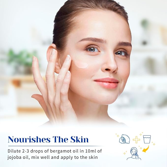 HIQILI Bergamot Essential Oil for Diffuser, Skin, Hair, DIY, 100% Pure & Natural - 1.01 Fl Oz (30 mL)-Velvo Beauty
