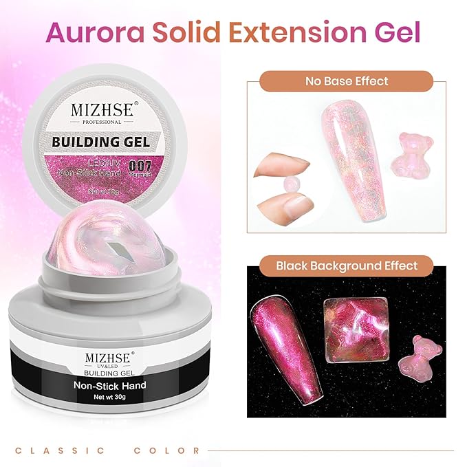 MIZHSE Solid Builder Gel for Nails, Mermaid Pearl 1oz Hard Gel Builder Non Sticky Nail Extension Gels Long Lasting Modeling Sculpture Nail Salon Art Home Use-Velvo Beauty