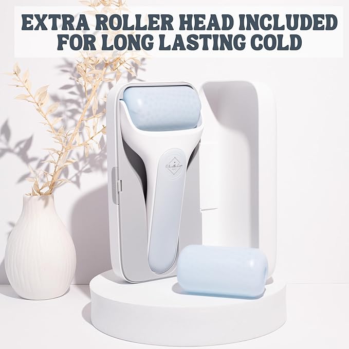 Facial Ice Roller for Face Premium with Carry Case and 2X Rollers for Long Lasting Cold - Eye Roller for Puffy Eyes & Cold Massage for Migraines (Ice Roller)-Velvo Beauty