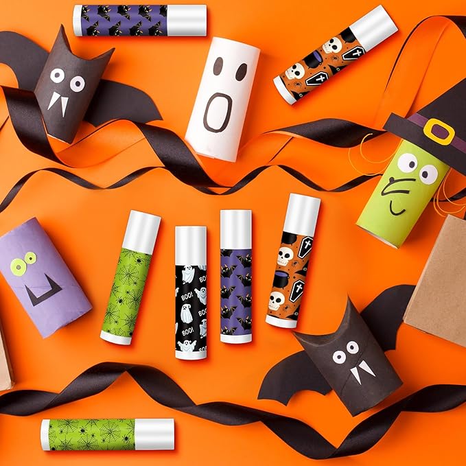 80 Pcs Halloween Lip Balm Ghost Spiderweb Skull Bat Lip Moisturizers for Halloween, 4 Styles-Velvo Beauty