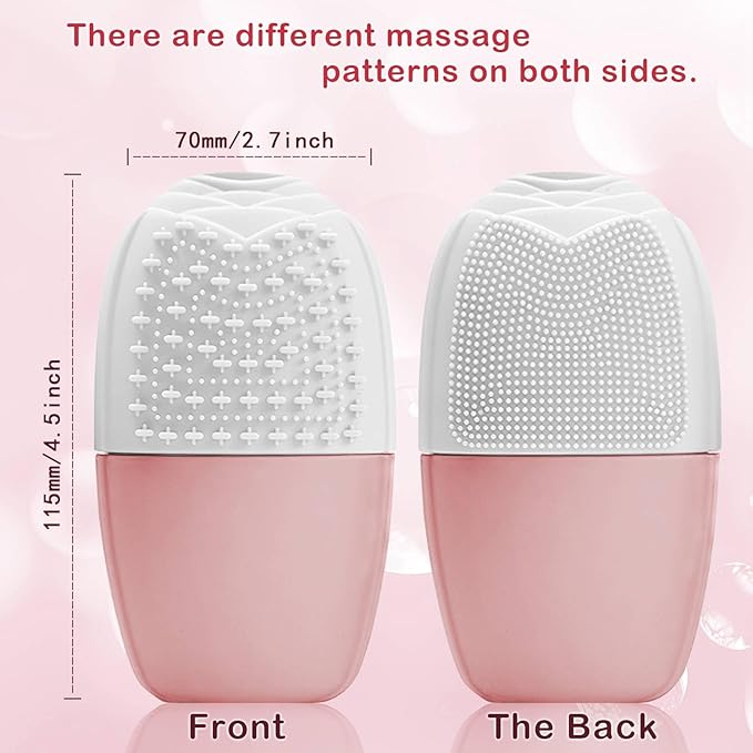 XHJRI Ice Face Roller Massager,Ice Cube Roller for Face, Eyes and Neck Naturally Conditioning and Skin Care,De-Puff Eye Bags,Reduce Migraine Pain,Reusable Massage Silicone Ice Mold (New Pink White)-Velvo Beauty