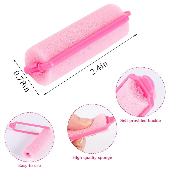 Pengxiaomei 36Pcs Foam Sponge Hair Rollers, 2.4 Inch Hair Curlers to Sleep In, Soft Hair Curlers for Curls Style, Heatless Hair Curler-Velvo Beauty
