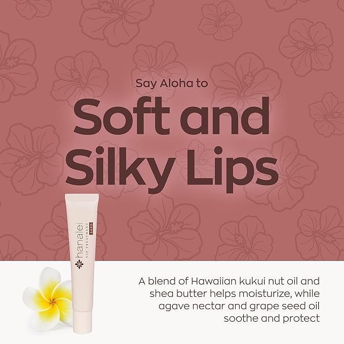 Hanalei Lip Treatment for Dry, Chapped Lips – Intensive Overnight Moisturizer with Kukui Oil, Shea Butter & Grapeseed Oil – Hydrating Balm for Healing Cracks – Natural Nude Tint, 15g – Cruelty-Free-Velvo Beauty