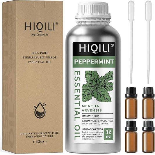 HIQILI Peppermint Essential Oil 32oz 100% Pure Natural Aromatic Oil for Freshening Air, Hair Care, DIY Soap, SPA & Home Use-Velvo Beauty