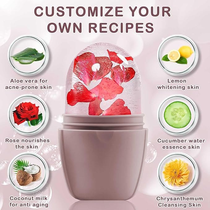 XHJRI Ice Face Roller Massager,Ice Cube Roller for Face, Eyes and Neck Naturally Conditioning and Skin Care,De-Puff Eye Bags,Reduce Migraine Pain,Reusable Massage Silicone Ice Mold (New Brown)-Velvo Beauty