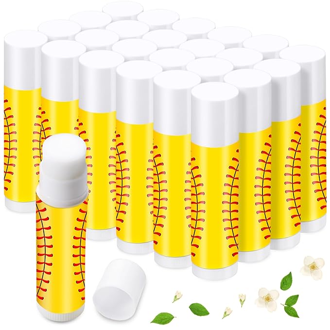 Demissle 40 Pcs Softball Lip Balm, Softball Lipstick, Organic Jasmine Taste Moisturizing Lip Balm, Softball Gifts for Women, Girl, Team-Velvo Beauty