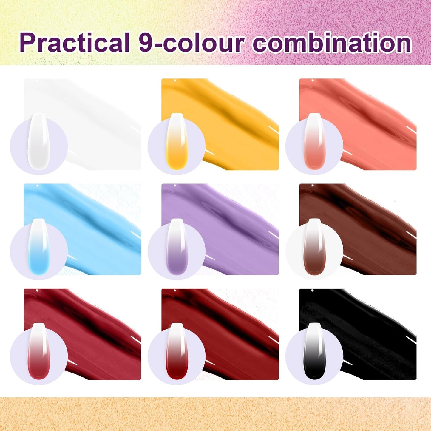 Gradient Painting Gel, 9 Colors Ombre Gel Nail Polish forPigment Pat Aura Nails French Manicure Soak Off UV Long-lasting Home Salon DIY Nail Art Victorian Oddity Color-Velvo Beauty