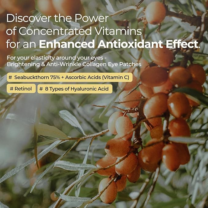 75% Sea Buckthorn with Retinol under Eye Hydrogel mask for Dark circles, Wrinkle and puffy eyes - PRO VITATINOL COMPLEX-Velvo Beauty