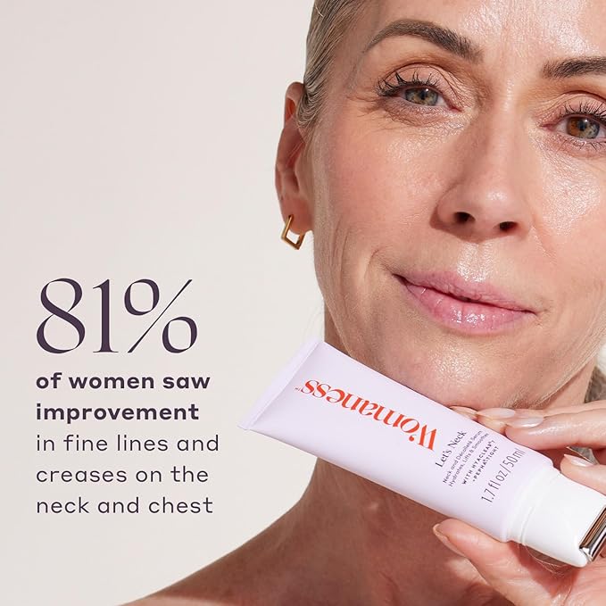 Womaness Let's Neck Firming Serum - Hydrates, Lifts, and Smoothes with Cooling & Massaging Roller Applicator - Cream for Women to Smooth Wrinkles & Tightening Sagging Skin - 50ml Roller-Velvo Beauty