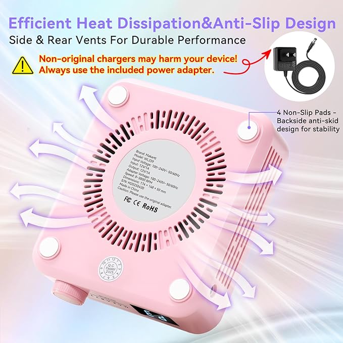 Makartt Professional Nail Dust Collector – Powerful Dust Collector Nail Tech Quite Suction Machine for Acrylic Nails Manicure & Pedicure Salon & Home Use Includes 10pcs Filters & Dust Brush Pink-Velvo Beauty