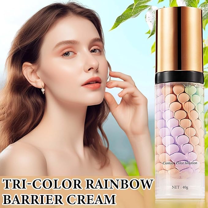 1 Pcs One Step Color Corrector,Natural Isolation Cream,Face Primer Makeup Tricolor Tinted Moisturizer,Oil Control & Moisturizing Skin Tone Correcting and Brightening Primer Concealer Foundation-Velvo Beauty