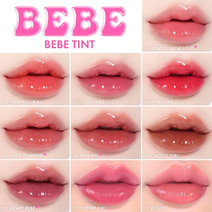 Amuse SEOUL BEBE TINT - 01 BOKSOONGA LOVE | 24-hour Long-lasting Lip Stain, Plumping, Hydrating, Moisturizing, No Peel Off, Lip Care, Treatment, Non Sticky, Korean Lip Tint for Dry Lips-Velvo Beauty